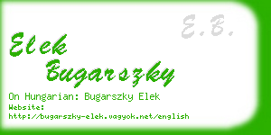 elek bugarszky business card